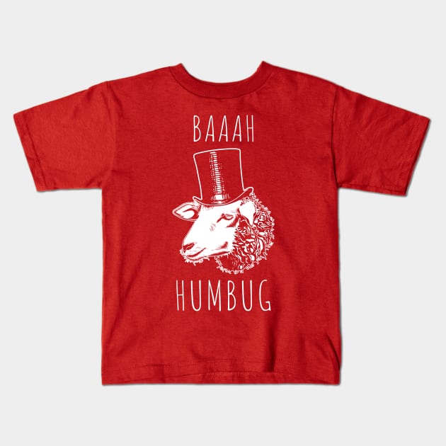 Baaah Humbug Grumpy Holiday Sheep Kids T-Shirt by Wasabi Snake